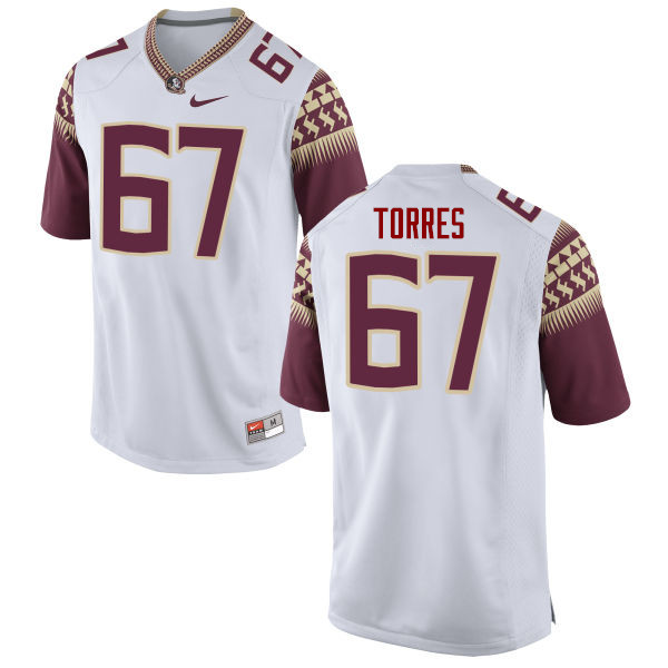 Men #67 Adam Torres Florida State Seminoles College Football Jerseys-White